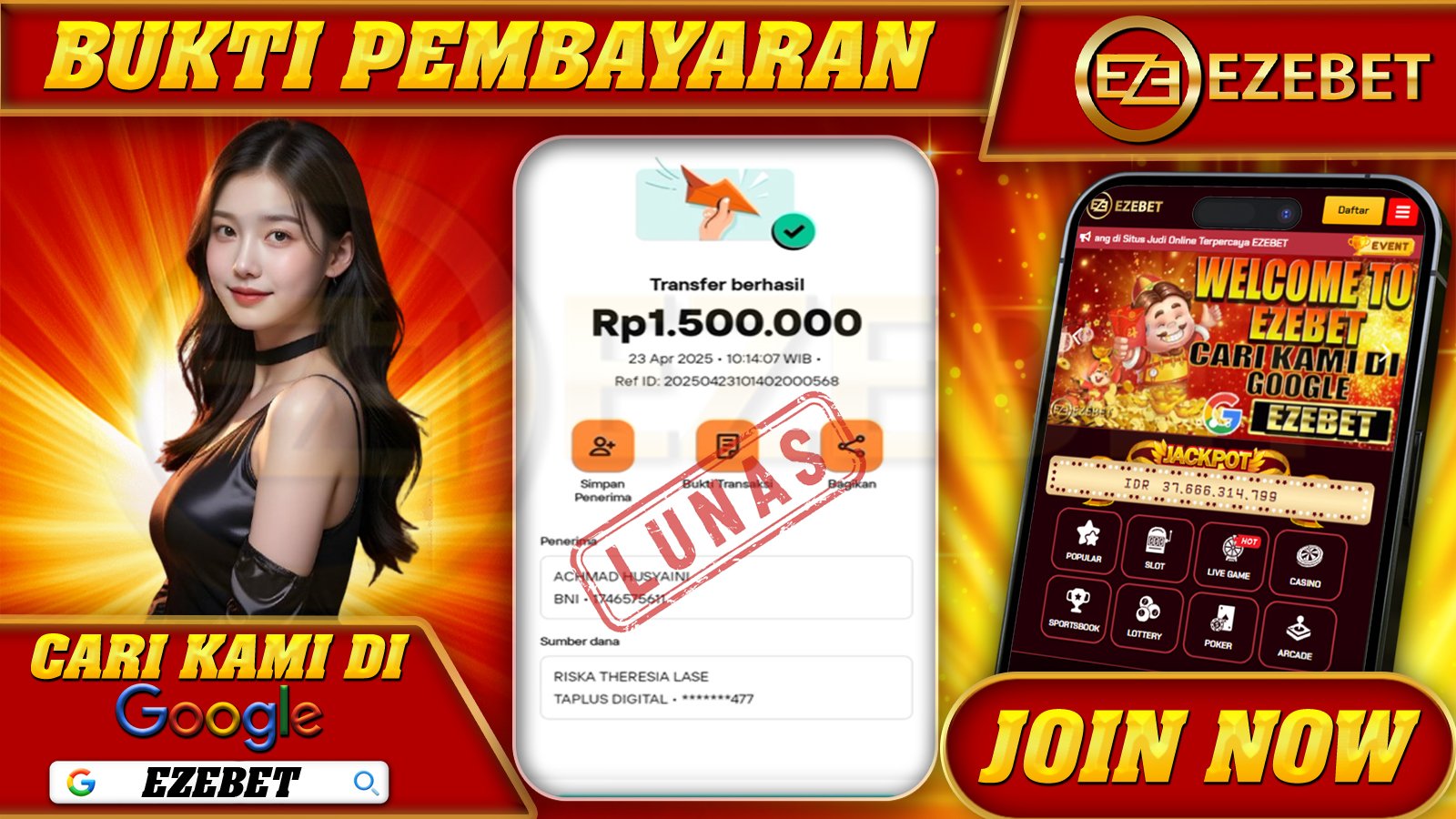 EZEBET KEMENANGAN MEMBER SLOT GAME MAHJONG WAYS Rp. 1.500.000,- LUNAS