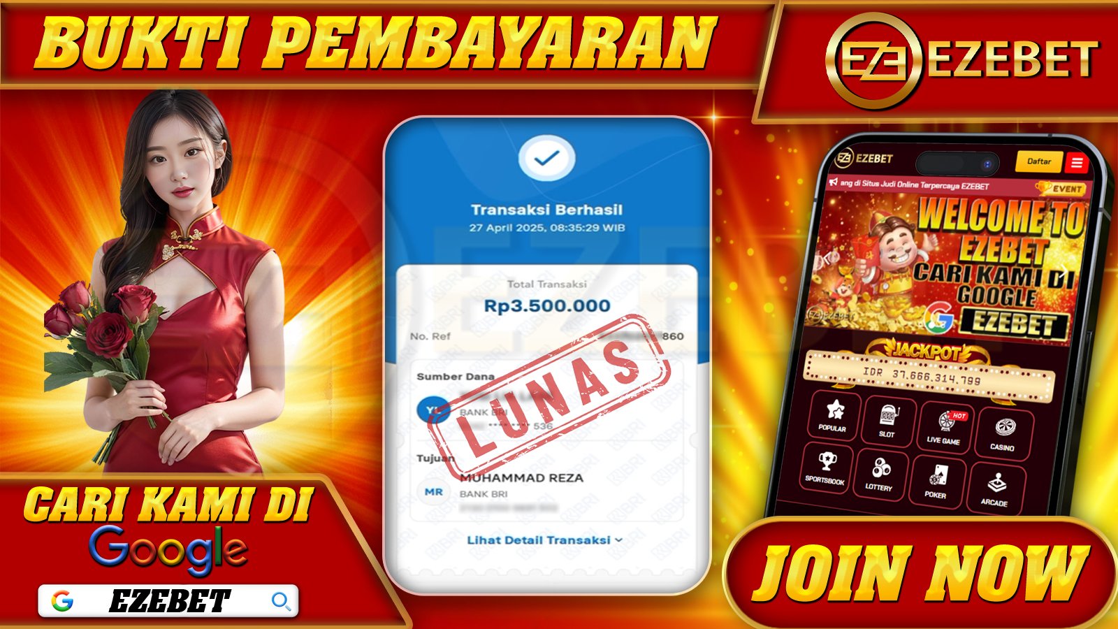 EZEBET KEMENANGAN MEMBER SLOT GAME GATES OF OLYMPUS XMAS 1000 Rp. 3.500.000,- LUNAS