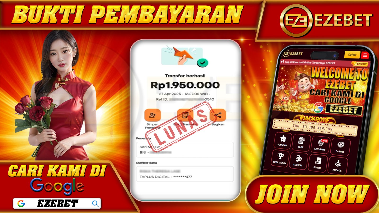 EZEBET KEMENANGAN MEMBER SLOT GAMES MAHJONG WAYS Rp. 1.950.000,- LUNAS