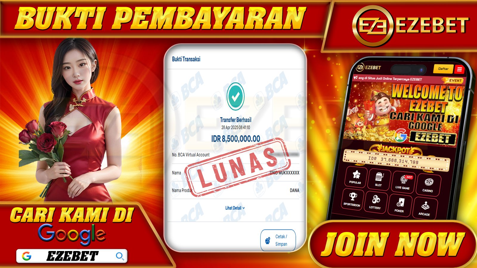 EZEBET KEMENANGAN MEMBER SLOT GAMES MAHJONG WAYS Rp. 8.500.000,- LUNAS