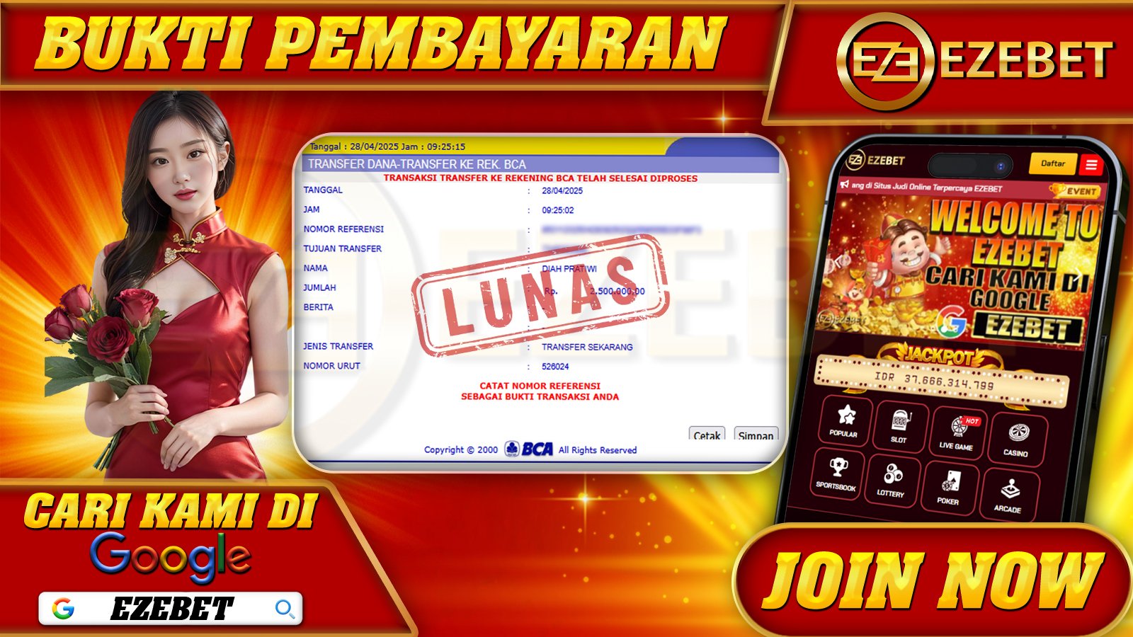 EZEBET KEMENANGAN MEMBER SLOT GAMES GEMSTONES GOLD Rp. 2.500.000,- LUNAS
