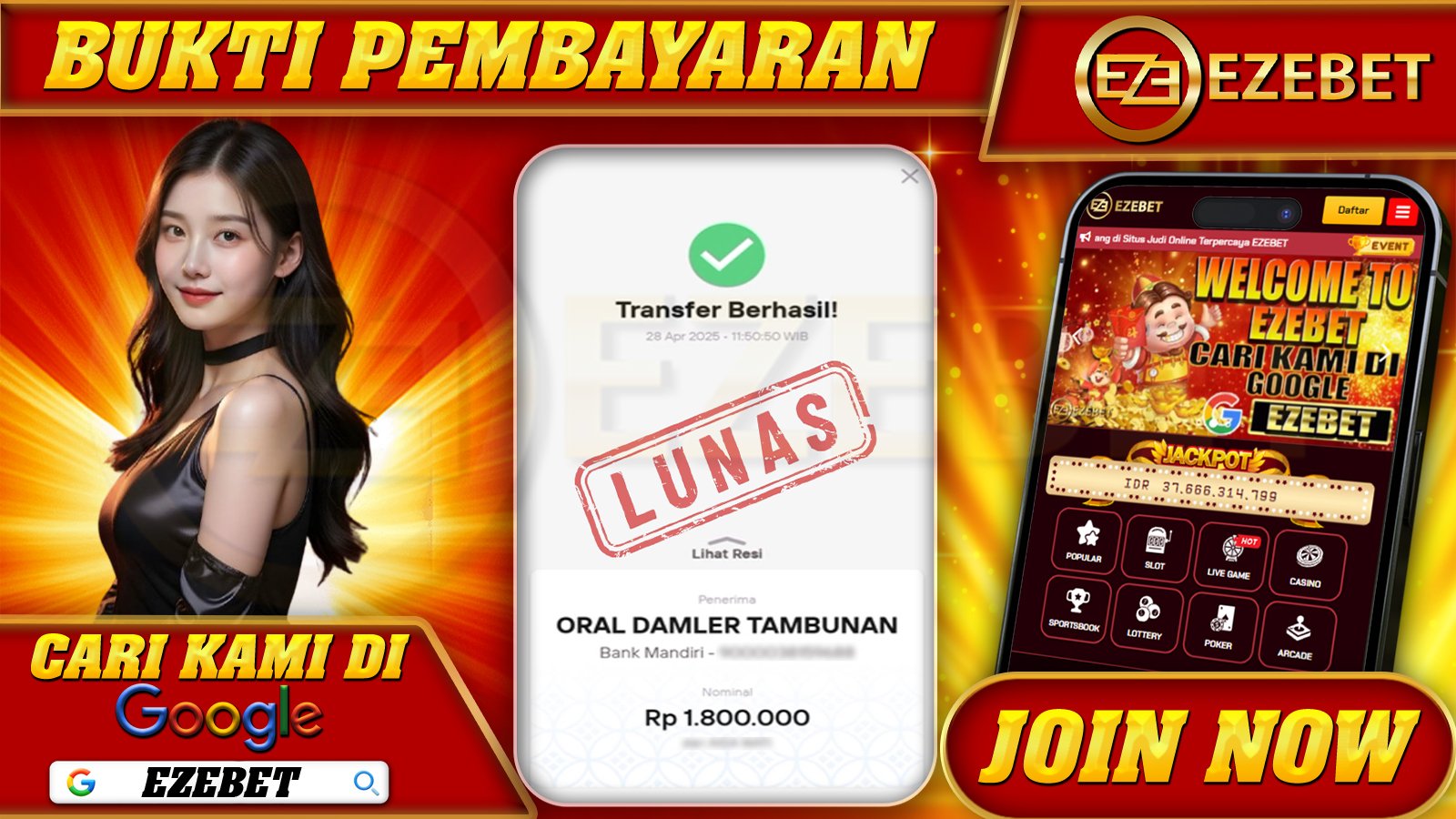 EZEBET KEMENANGAN MEMBER SLOT GAMES MAHJONG WAYS Rp. 1.800.000,- LUNAS