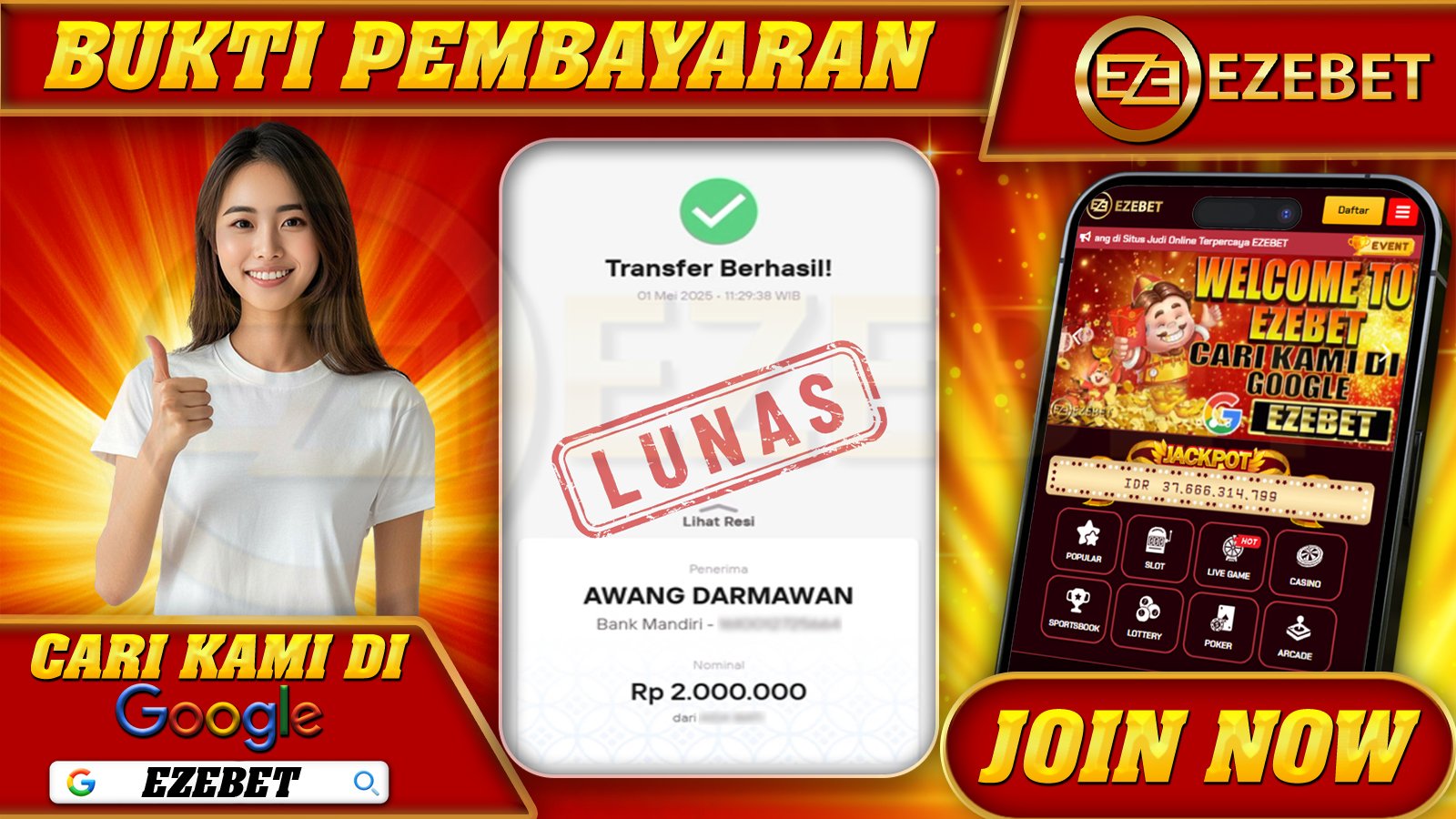 EZEBET KEMENANGAN MEMBER SLOT GAMES MAHJONG WAYS Rp. 2.000.000,- LUNAS