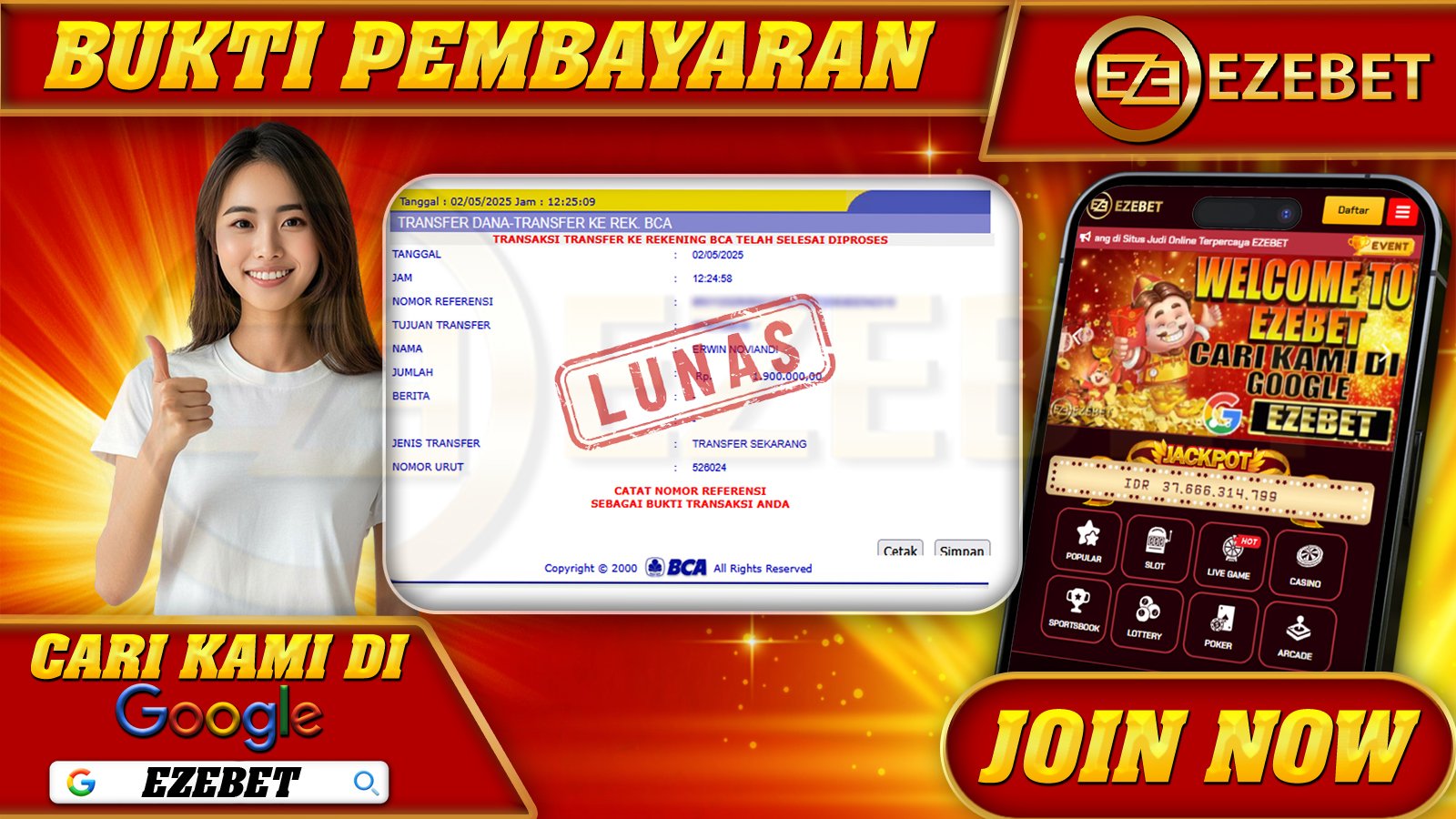 EZEBET KEMENANGAN MEMBER SLOT GAMES MAHJONG WAYS2 Rp. 1.900.000,- LUNAS