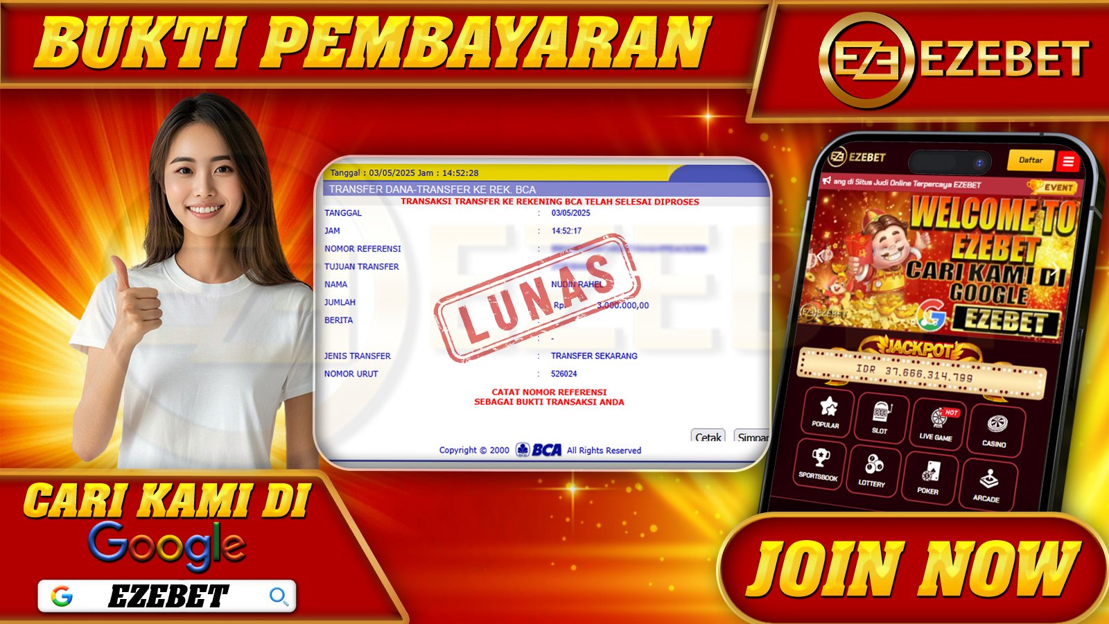 EZEBET KEMENANGAN MEMBER SLOT GAMES MAHJONG WINS3 Rp. 3.000.000,- LUNAS