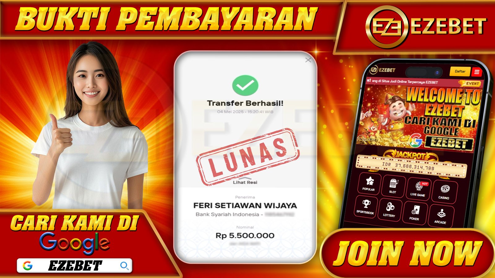 EZEBET KEMENANGAN MEMBER SLOT GAMES MAHJONG WAYS2 Rp. 5.500.000,- LUNAS
