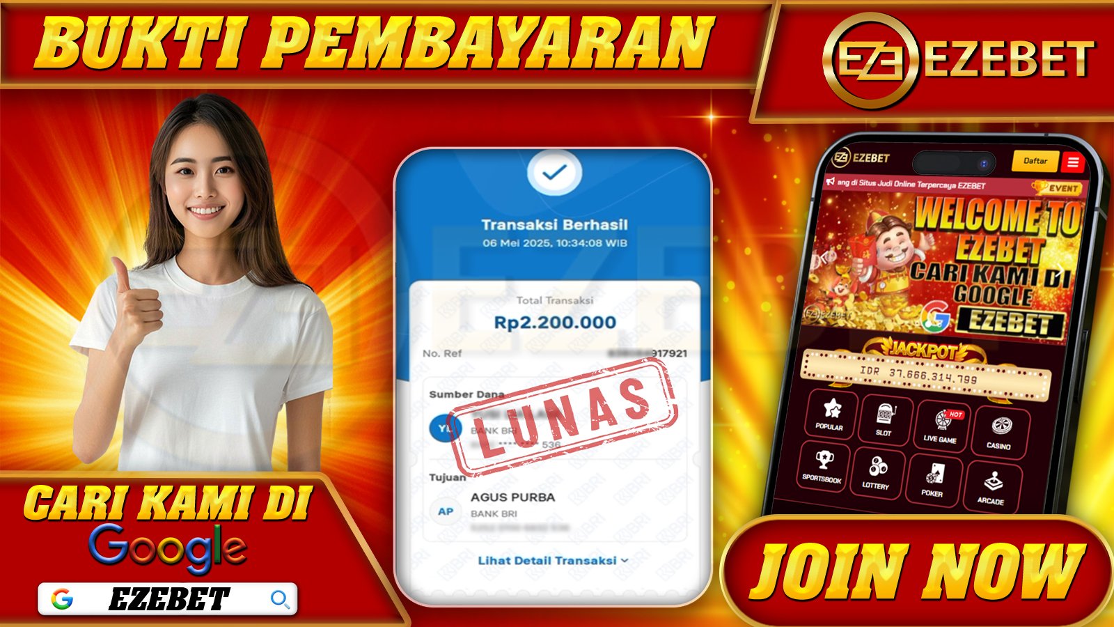 EZEBET KEMENANGAN MEMBER SLOT GAMES MAHJONG WINS3 Rp. 2.200.000,- LUNAS
