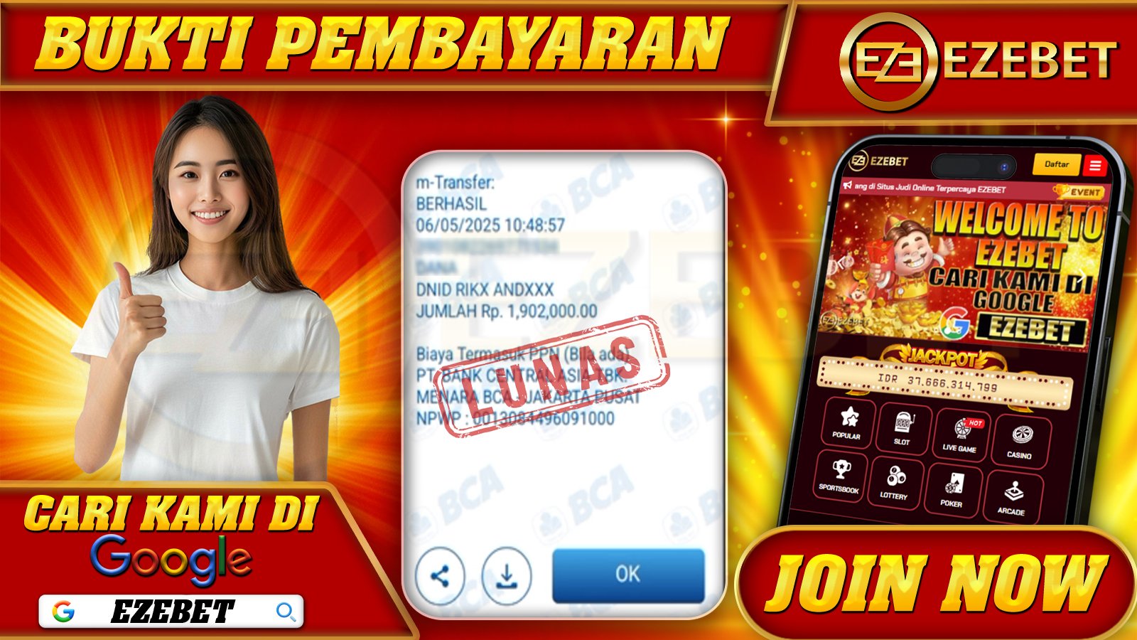 EZEBET KEMENANGAN MEMBER SLOT GAMES GATES OF OLYMPUS Rp. 1.902.000,- LUNAS