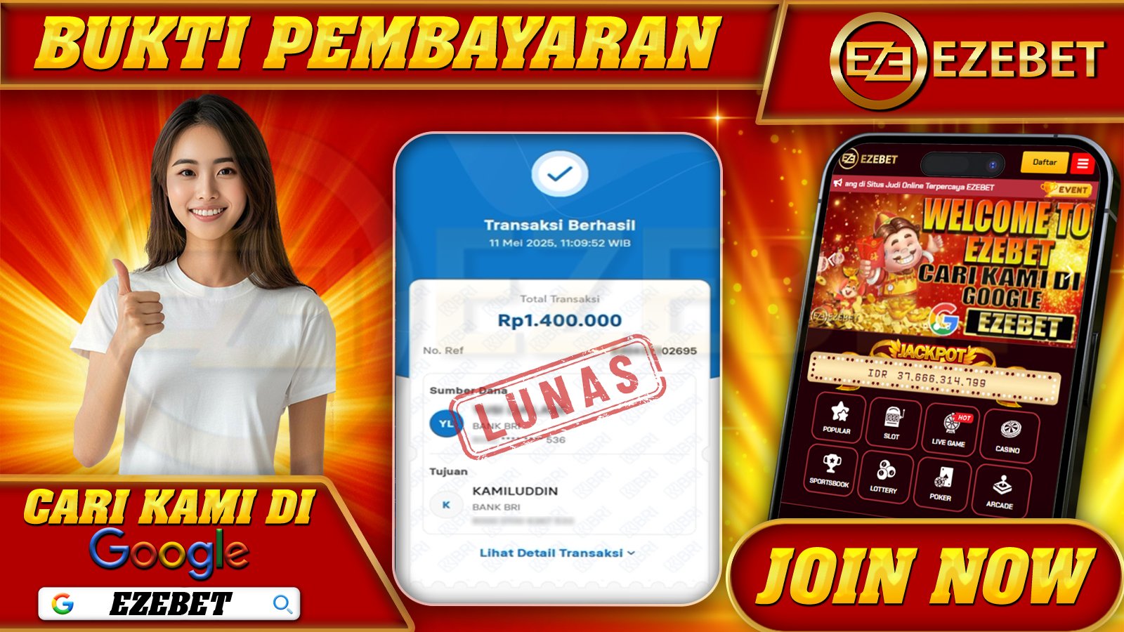 EZEBET KEMENANGAN MEMBER SLOT GAMES AZTEC GEMS Rp. 1.400.000,- LUNAS