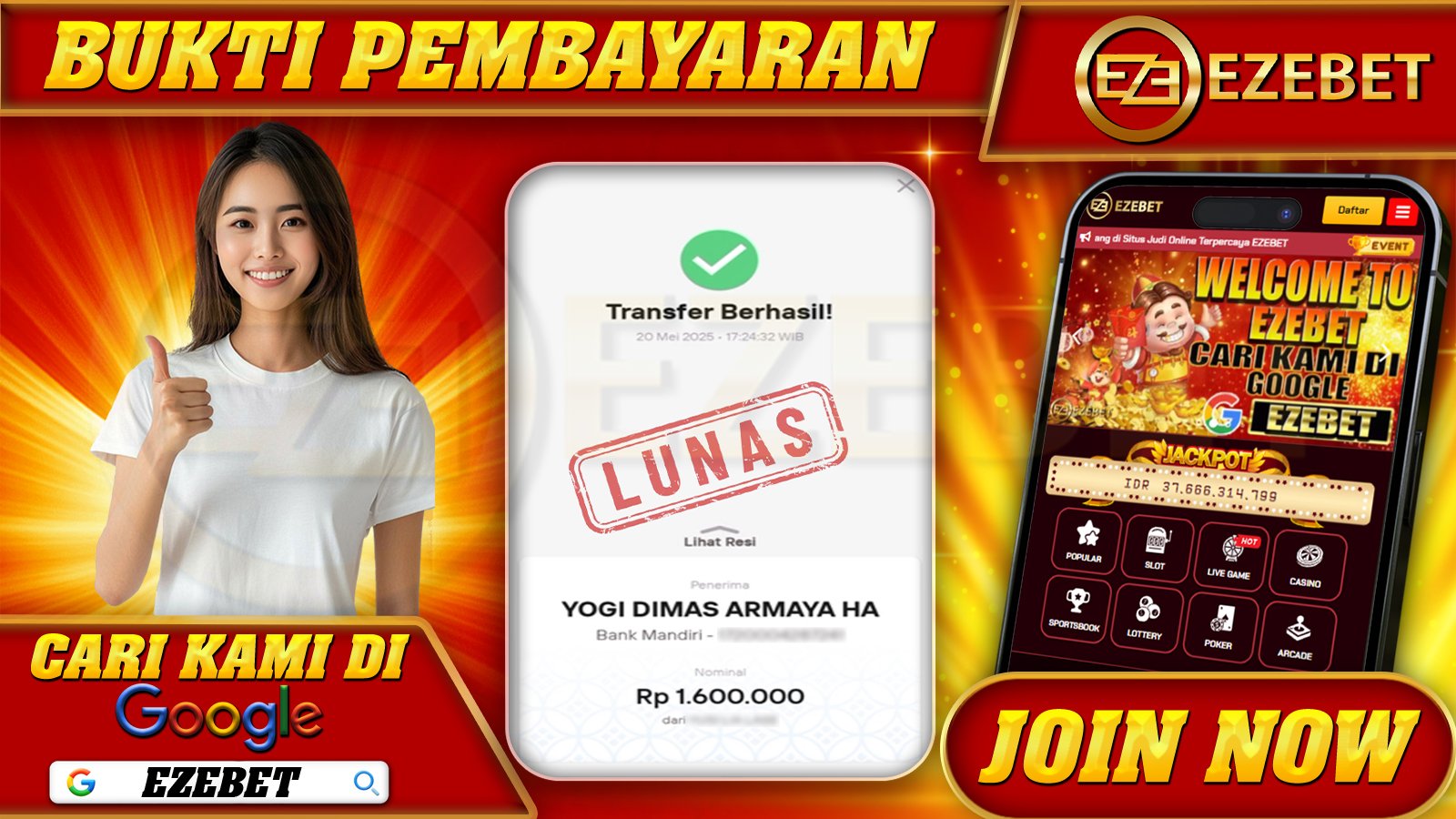 EZEBET KEMENANGAN MEMBER SLOT GAMES MAHJONG WINS3 Rp. 1.600.000,- LUNAS