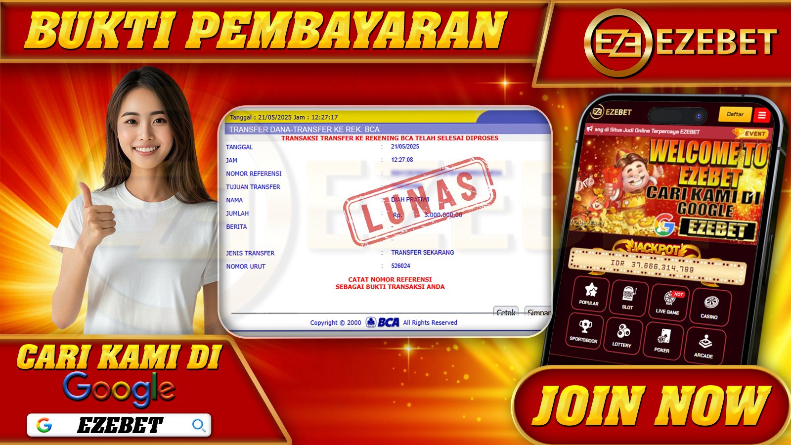EZEBET KEMENANGAN MEMBER SLOT GAMES GEMSTONES GOLD Rp. 3.000.000,- LUNAS