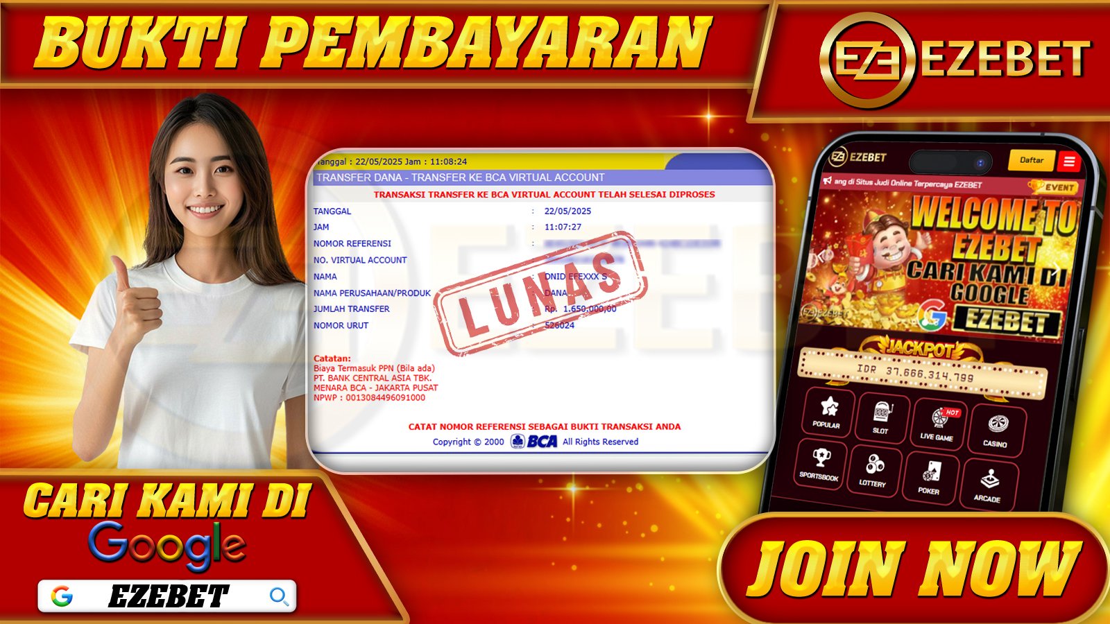 EZEBET KEMENANGAN MEMBER SLOT GAMES MAHJONG WINS3 Rp. 1.650.000,- LUNAS