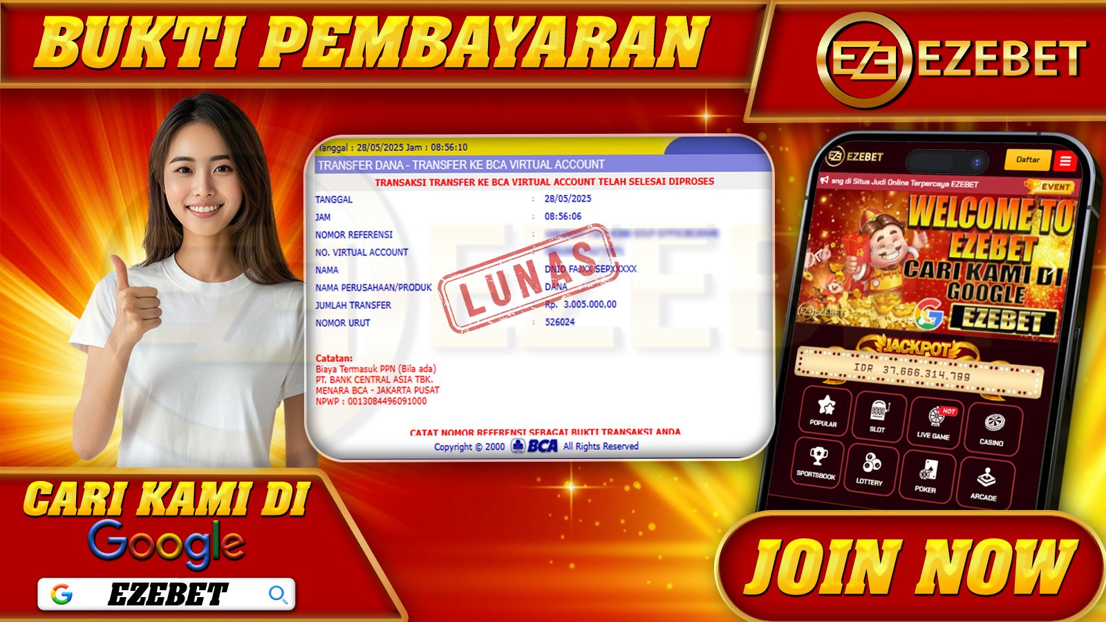 EZEBET KEMENANGAN MEMBER SLOT GAMES MAHJONG WAYS Rp. 3.005.000,- LUNAS