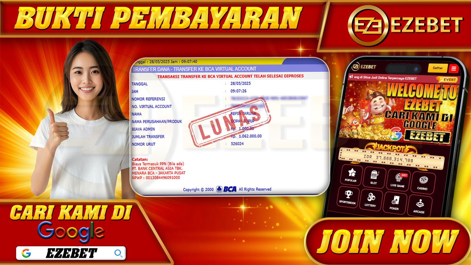 EZEBET KEMENANGAN MEMBER SLOT GAMES ROYALE HOUSE Rp. 1.062.000,- LUNAS