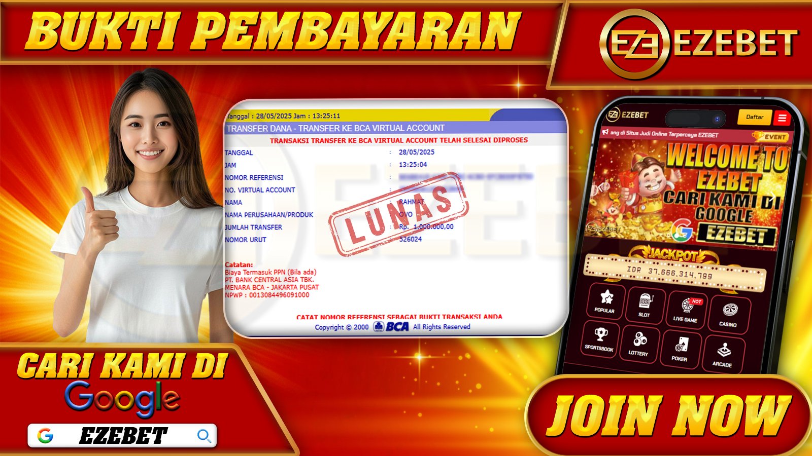 EZEBET KEMENANGAN MEMBER SLOT GAMES MAHJONG WAYS Rp. 1.000.000,- LUNAS