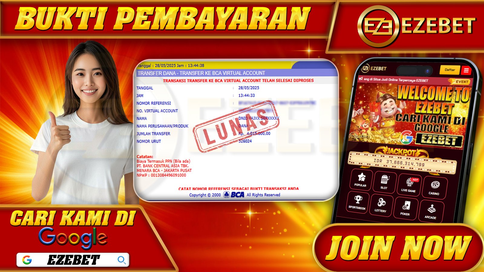 EZEBET KEMENANGAN MEMBER SLOT GAMES MAHJONG WAYS Rp. 4.015.000,- LUNAS