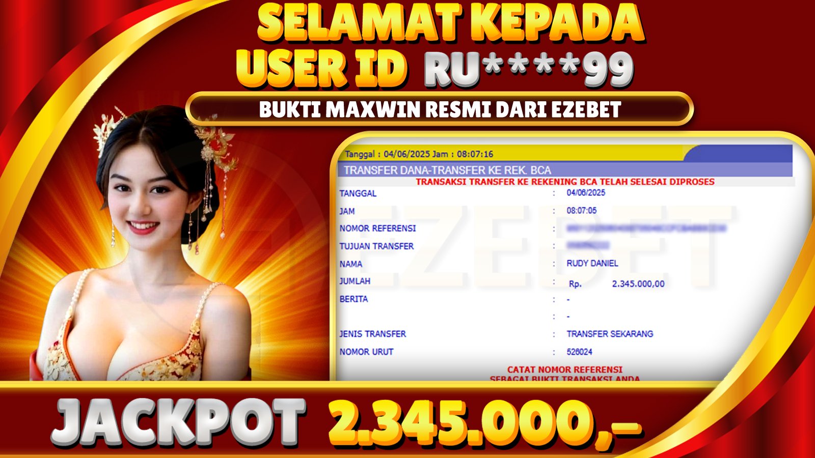 EZEBET KEMENANGAN MEMBER SLOT GAMES MAHJONG WAYS Rp. 2.345.000,- LUNAS