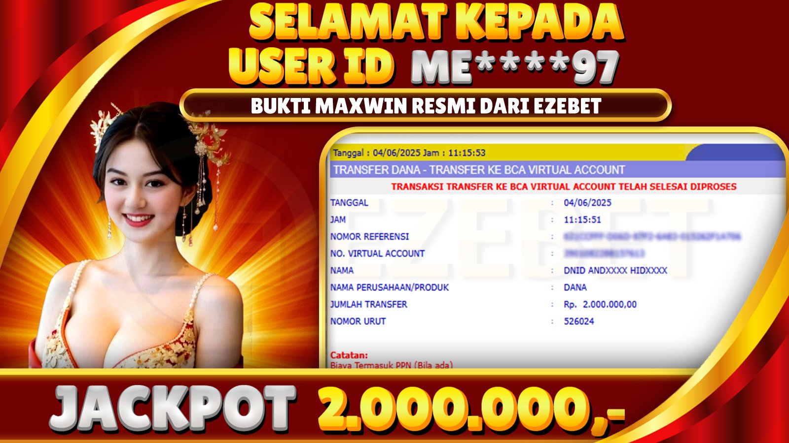 EZEBET KEMENANGAN MEMBER SLOT GAMES MAHJONG WAYS Rp. 2.000.000,- LUNAS