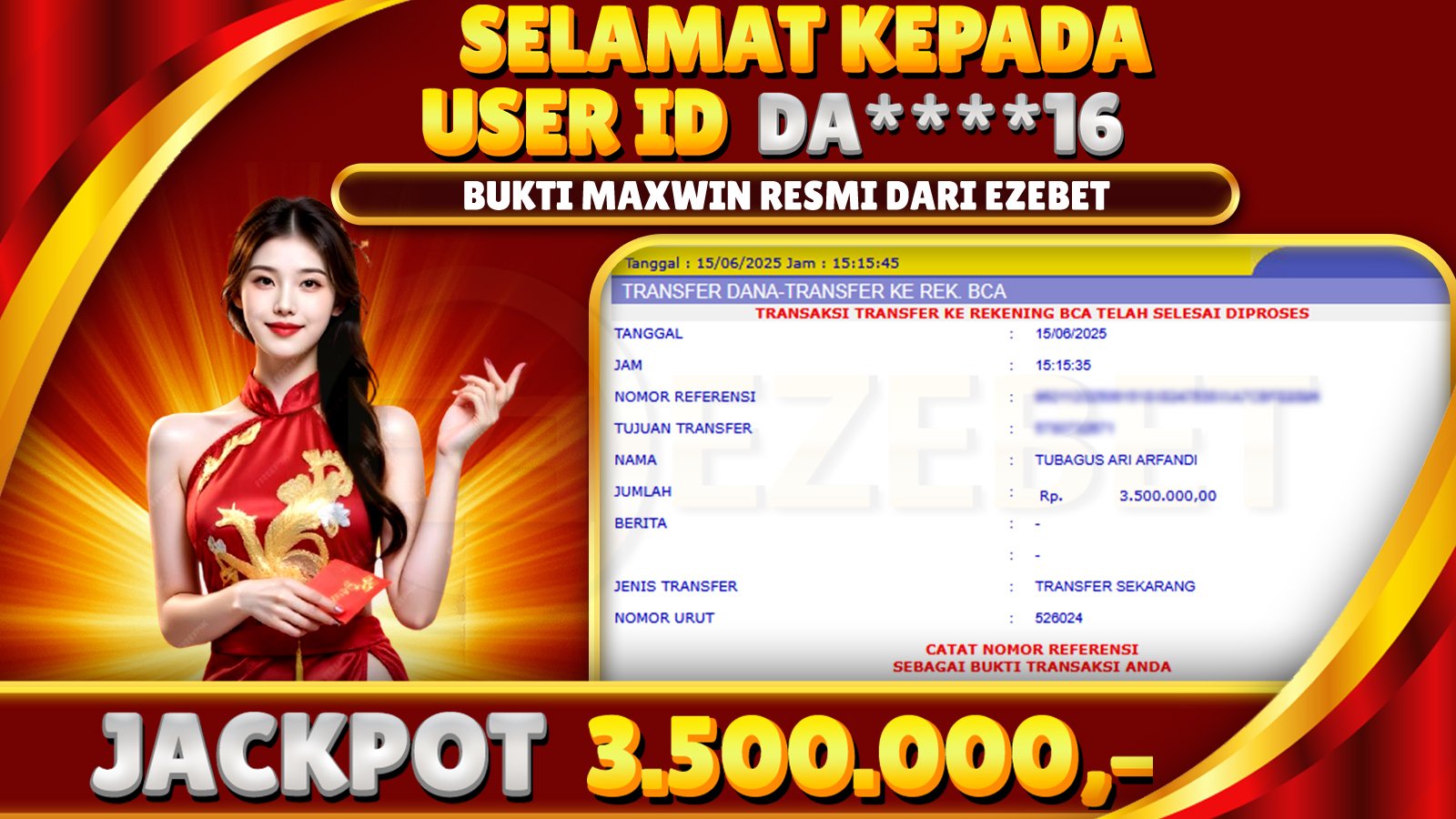 EZEBET KEMENANGAN MEMBER SLOT GAMES MAHJONG WAYS Rp. 3.500.000,- LUNAS