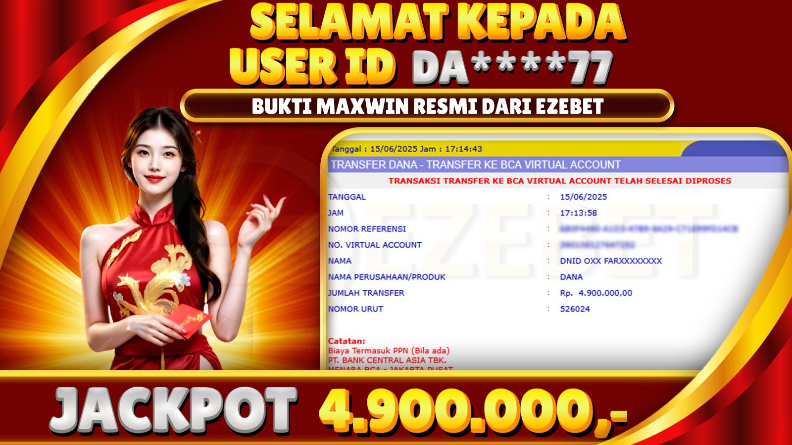 EZEBET KEMENANGAN MEMBER SLOT GAMES MAHJONG WAYS2 Rp. 4.900.000,- LUNAS