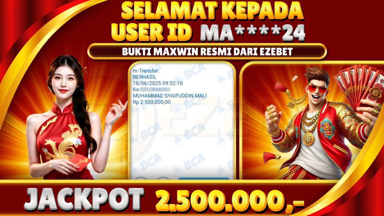 EZEBET KEMENANGAN MEMBER SLOT GAMES SBOBET Rp. 2.500.000,- LUNAS