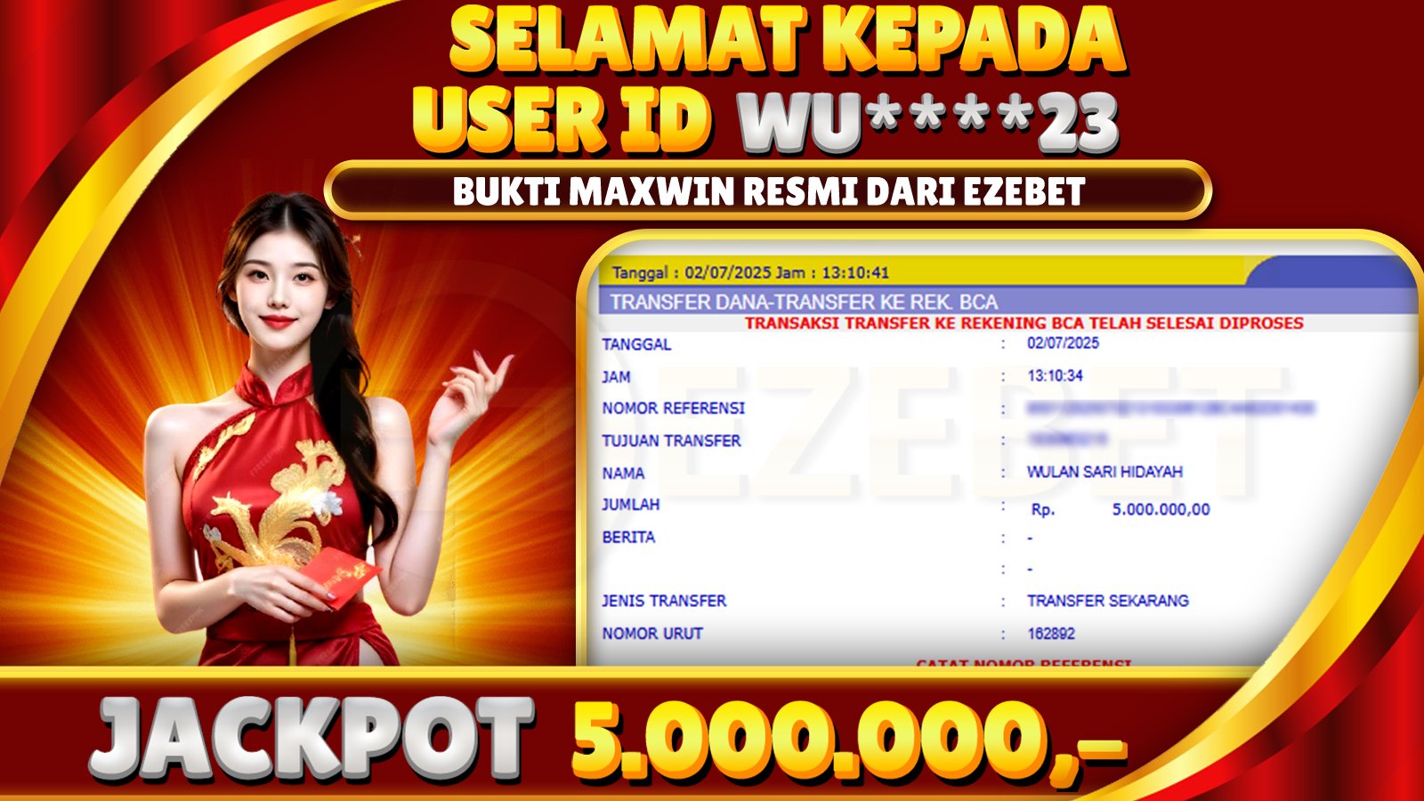EZEBET KEMENANGAN MEMBER SLOT GAMES MAHJONG WAYS2 Rp. 5.000.000,- LUNAS