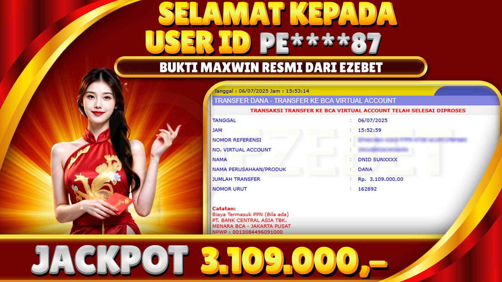 EZEBET KEMENANGAN MEMBER SLOT GAMES GATES OF OLYMPUS 1000 Rp. 3.109.000,- LUNAS